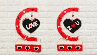 Amazing Heart Design Showpiece || DIY Heart Showpiece Idea || Valentine&#39;s Day Crafts Idea || 2021