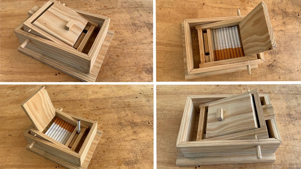DIY Woodworking wooden Cigarette Dispenser Cigarette dispenser DIY