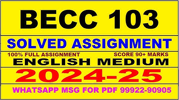 becc 103 solved assignment 2024-25 | becc 103 solved assignment in english 2025 | becc 103 2024-25