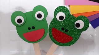 Popsicle Crafts - A Frog - Stick Puppets Animal Crafts