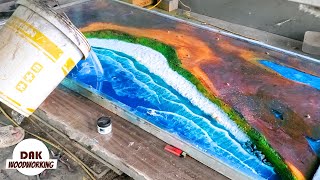$100 How To Make Amazing Epoxy Ocean Table - Resin Art | Dak woodworking