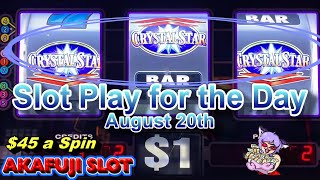 NON STOP! All about slots play on August 20🤩Big Jackpot Hnadpya 3 Reel Slots 赤富士スロット スロットプレイ 全て見せます！