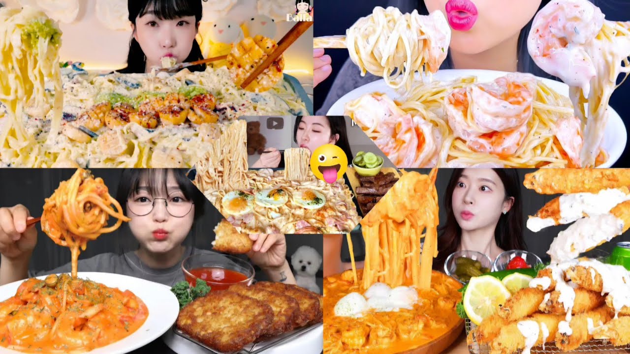 ASMR  Shrimp Pasta MUKBANG COMPILATION || BIG BITE  CHEESE PASTA REAL EATING SOUND || Alfredo Pasta