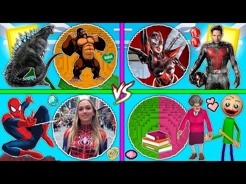 فلم ماين كرافت كوكب منطاد عائلة سبايدرمان ضد رجل النملة ضد كينج كونج وكودزيلا ضد المعلمين 