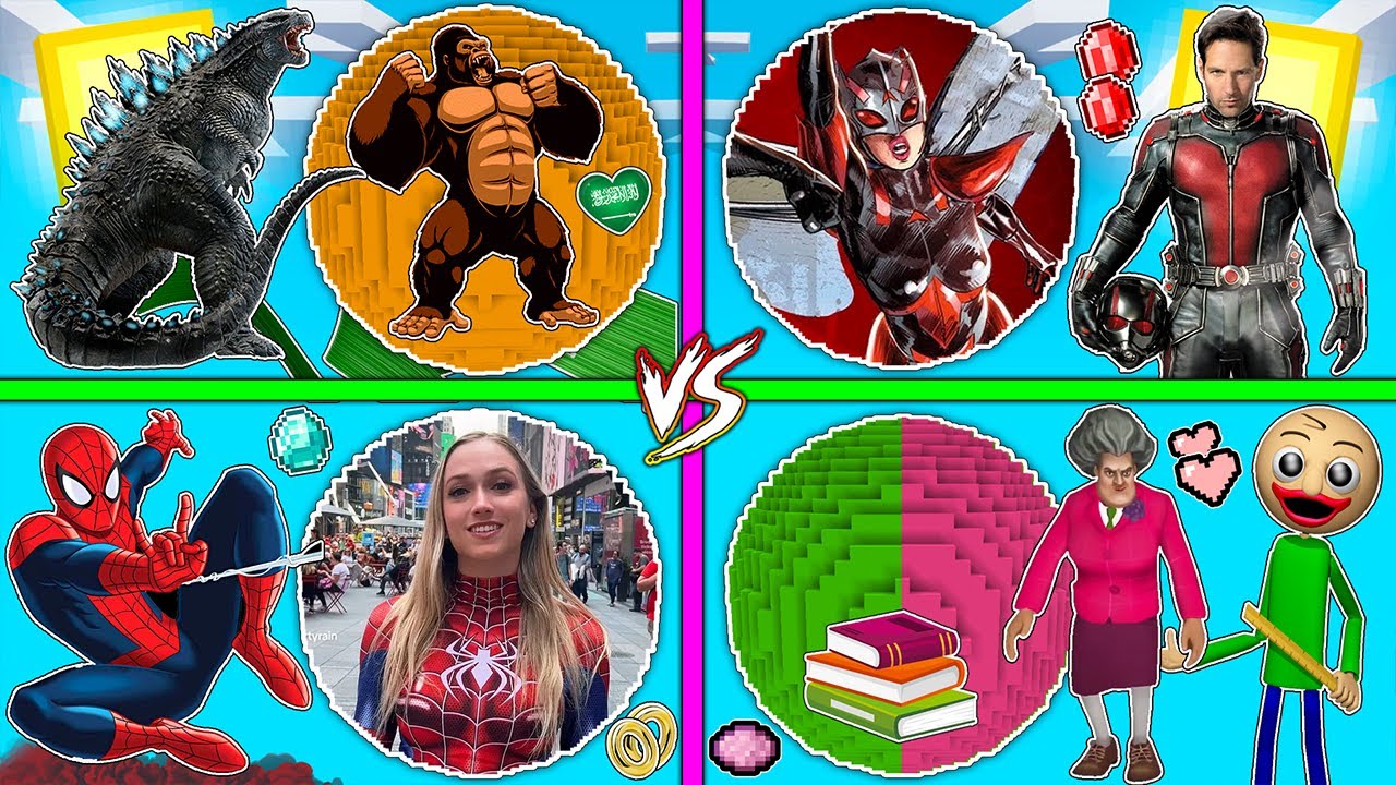 فلم ماين كرافت : كوكب منطاد عائلة سبايدرمان ضد رجل النملة ضد كينج كونج وكودزيلا ضد المعلمين !!؟ 🔥😱