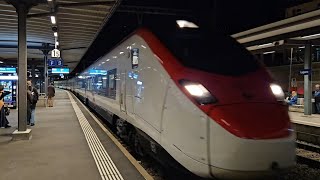 Evening train ride on RABe 501 Giruno from lugano to Basel SBB