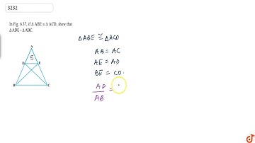 In figure, if `DeltaA B E~=DeltaA C D` , show that `DeltaA D E~ DeltaA B C` ....