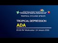 PRESS BRIEFING: Tropical Depression Ada issued at 05:00 PM | January 14, 2026 - Wednesday