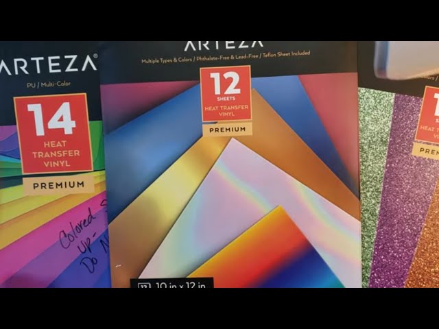 Arteza Heat Transfer Vinyl, Assorted Colors, 12x20 Sheets - 20 Pack