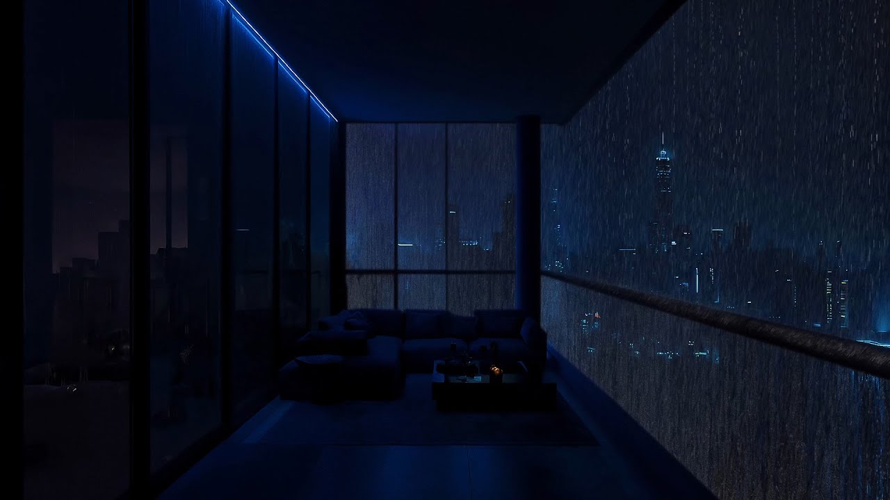 NO ADS | 6 Hours of Rain Sounds for Sleep 💤 | Balcony Apartment Ambience at Nighttime