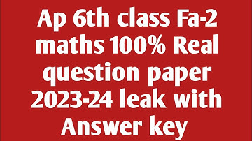 💯real ap 6th class maths fa2 question paper 2023-24|6th class fa2 maths question paper 2023 answers
