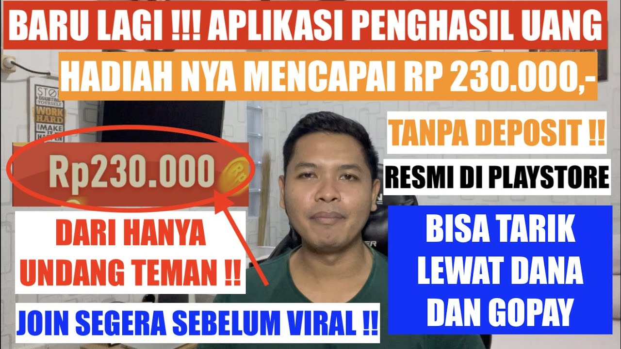 Penghasil Uang Tanpa Deposit BARU !! APP PENGHASIL UANG RP 230.000 DARI INVITE TEMAN ! WD DANA