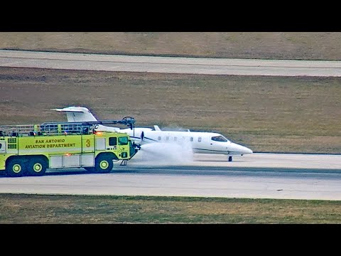 Learjet Wheel Fire on Landing