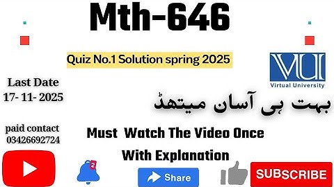 Mth646 Quiz 1 💯 Percent Verified Answer Paid Whatsapp 03426692724