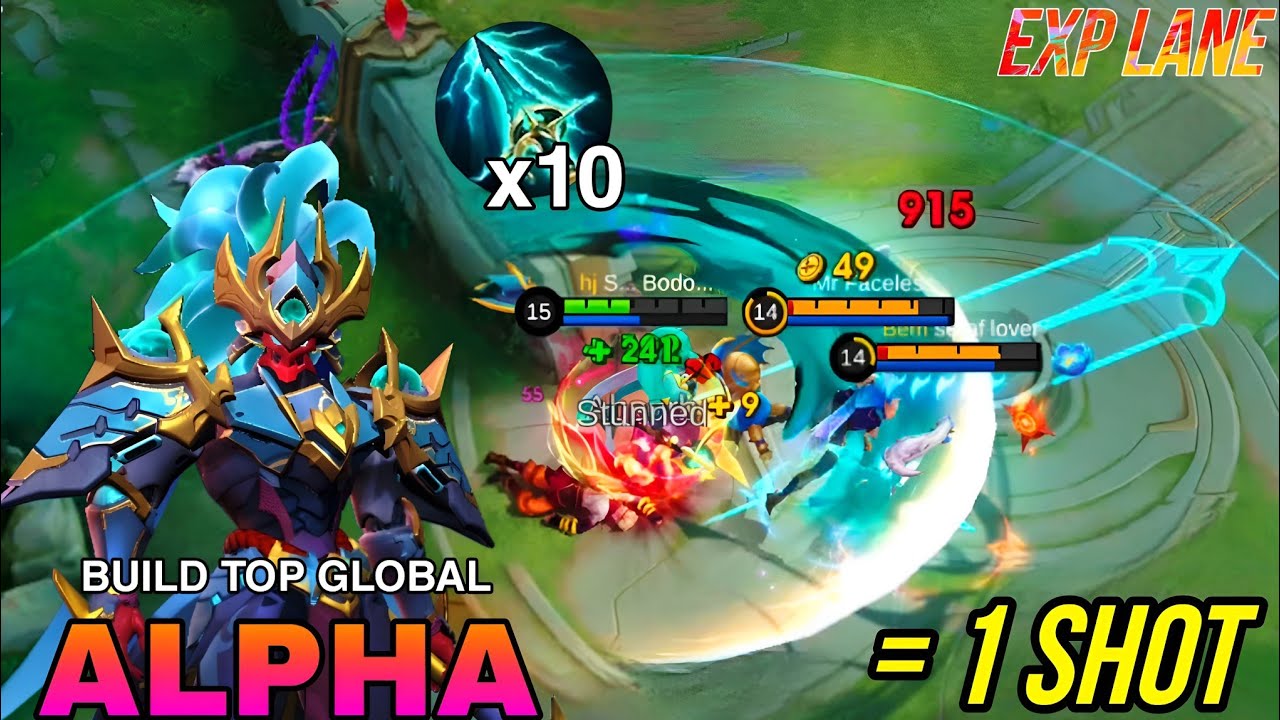 EXP LANE ALPHA'S INSANE DAMAGE BUILD ! WATCH HIM MELT ENEMIES ! MLBB ...