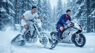 Messi Questioned Ronaldo Snow Bike Ronaldo Challenged Him To A Crazy Watermelon Race Who Wins?