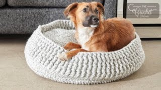 This easy to Crochet Pet Bed is available in 4 sizes. Everything from Toy Size Dogs and small cats to big cats and large dogs! The 