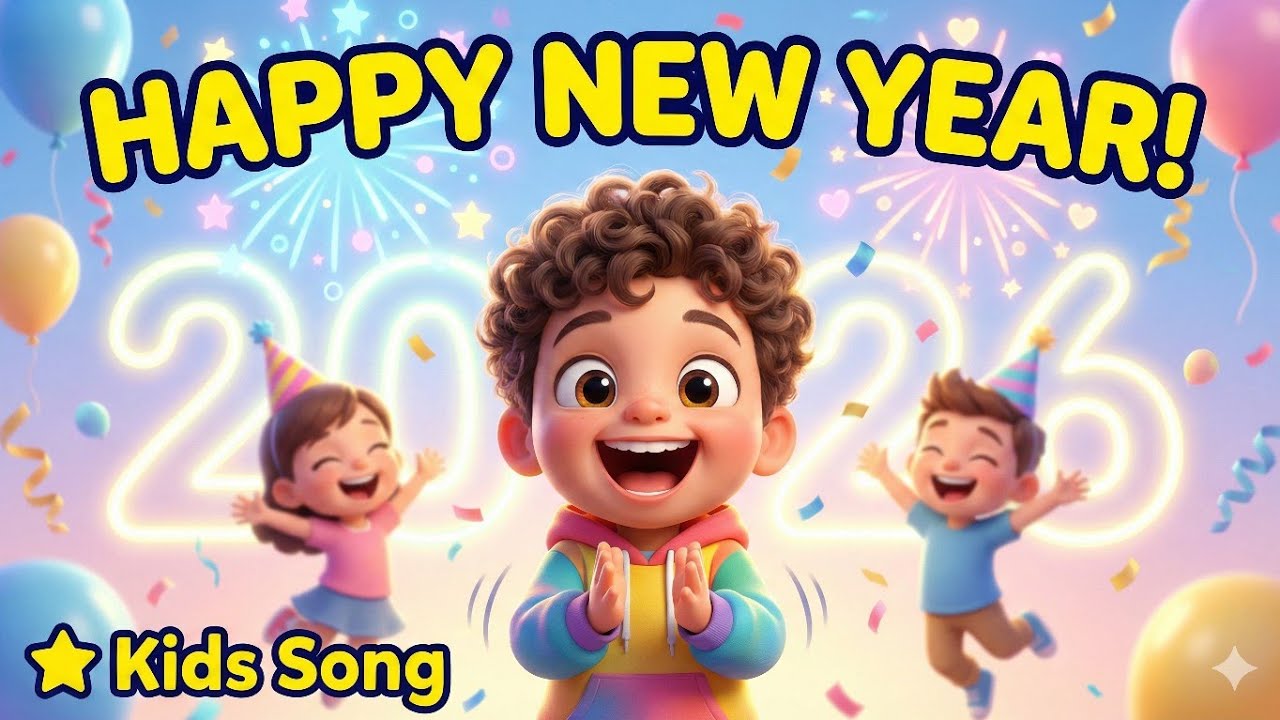 Happy New Year Song for Kids 2026 🎉 | New Year Celebration Rhyme | Kids Songs | Happy New Year 2026🎆