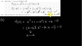 Q3 Factor Theorem and Cubic Equations - Project Maths HL 2013 Sample Paper 1