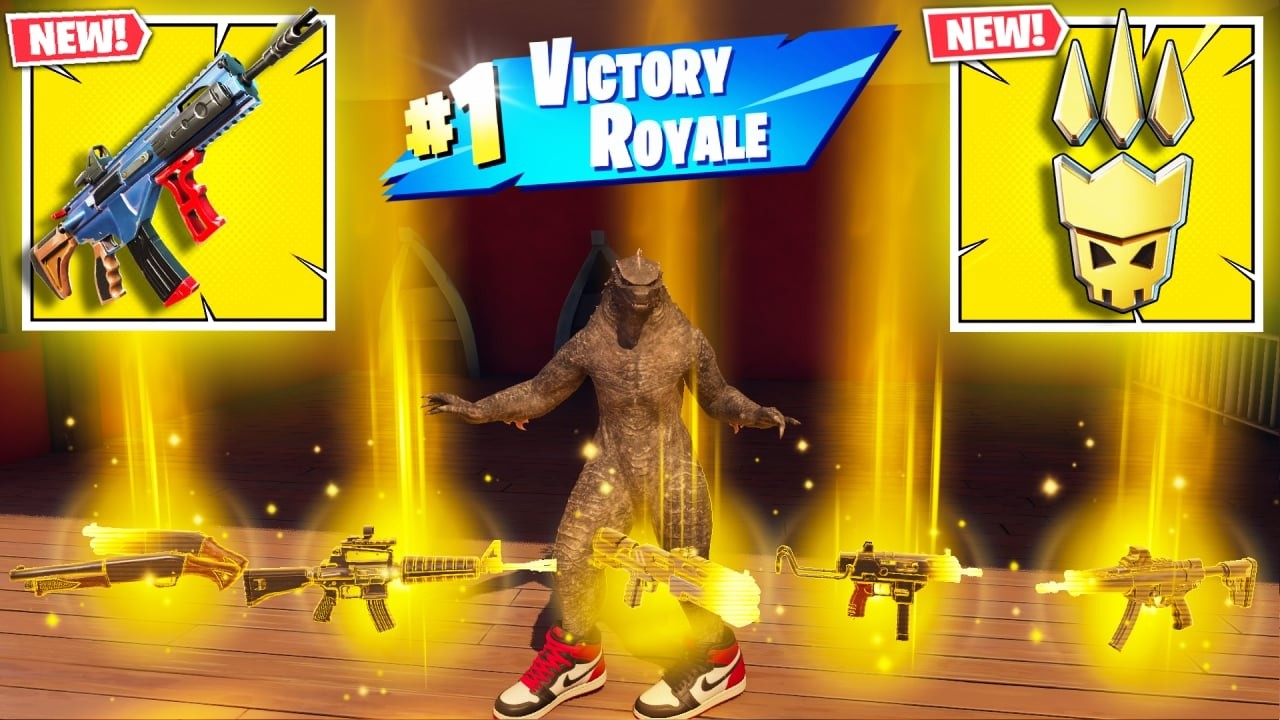 GODZILLA vs ALL MYTHIC WEAPONS ( FORTNITE CHAPTER 7 SEASON 1)