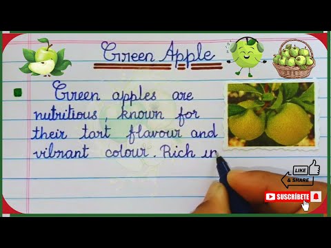 Green Apple Short Essay | Few Lines On Green Apple | Green Apple Essay in English | Cursive Writing🍏