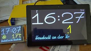 Handwritten clock on two boards: ESP32 320x240 and ESP32-P4 1024x600