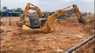 Excavator Stuck Deep In Mud Recovery Fail Part02