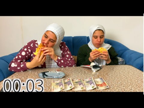 تحدي الاكل في دقيقة واحدة الجايزة 1000 جبنا العيد  