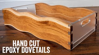 CRAZY Epoxy Dovetails in Curved Wood Tray Build