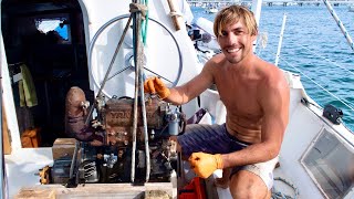 Rebuilding a 30 Year-Old Diesel Engine in the Cockpit of our Sailboat! | DIY Engine Rebuild Part 1.