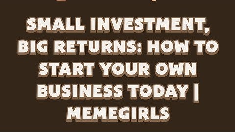 Small Investment, Big Returns: How to Start Your Own Business Today | MemeGirls video code