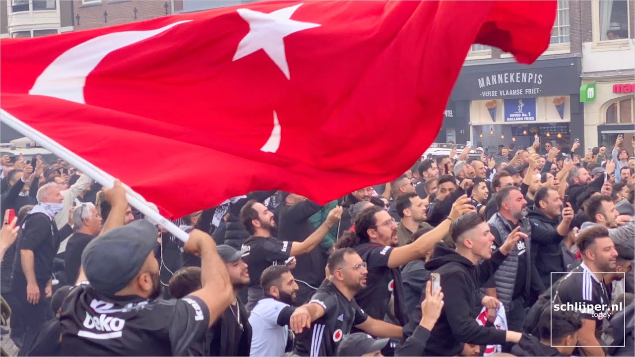 Besiktas football supporters in Amsterdam - September 28, 2021 