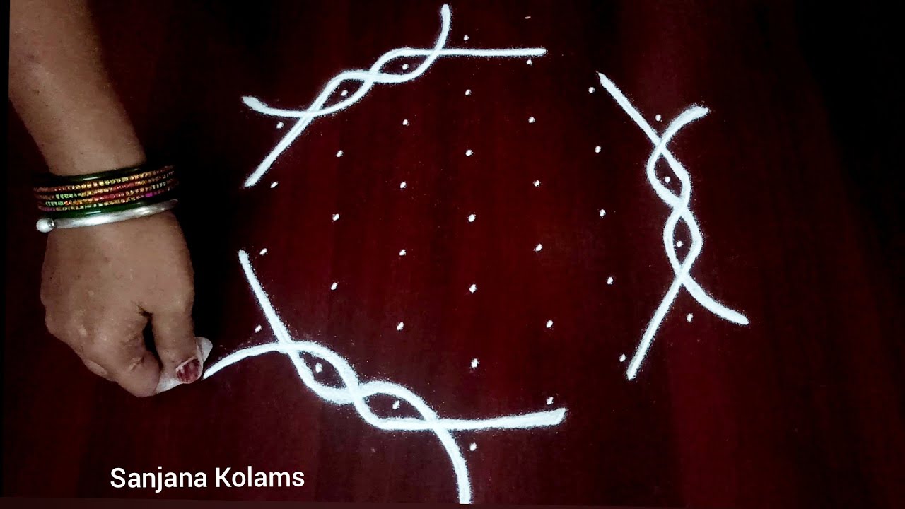 3917. 7*4 Dot Easy Simple Beautiful Unique and Traditional KambiKolam/BegginersRangoli/ Fridaymuggu