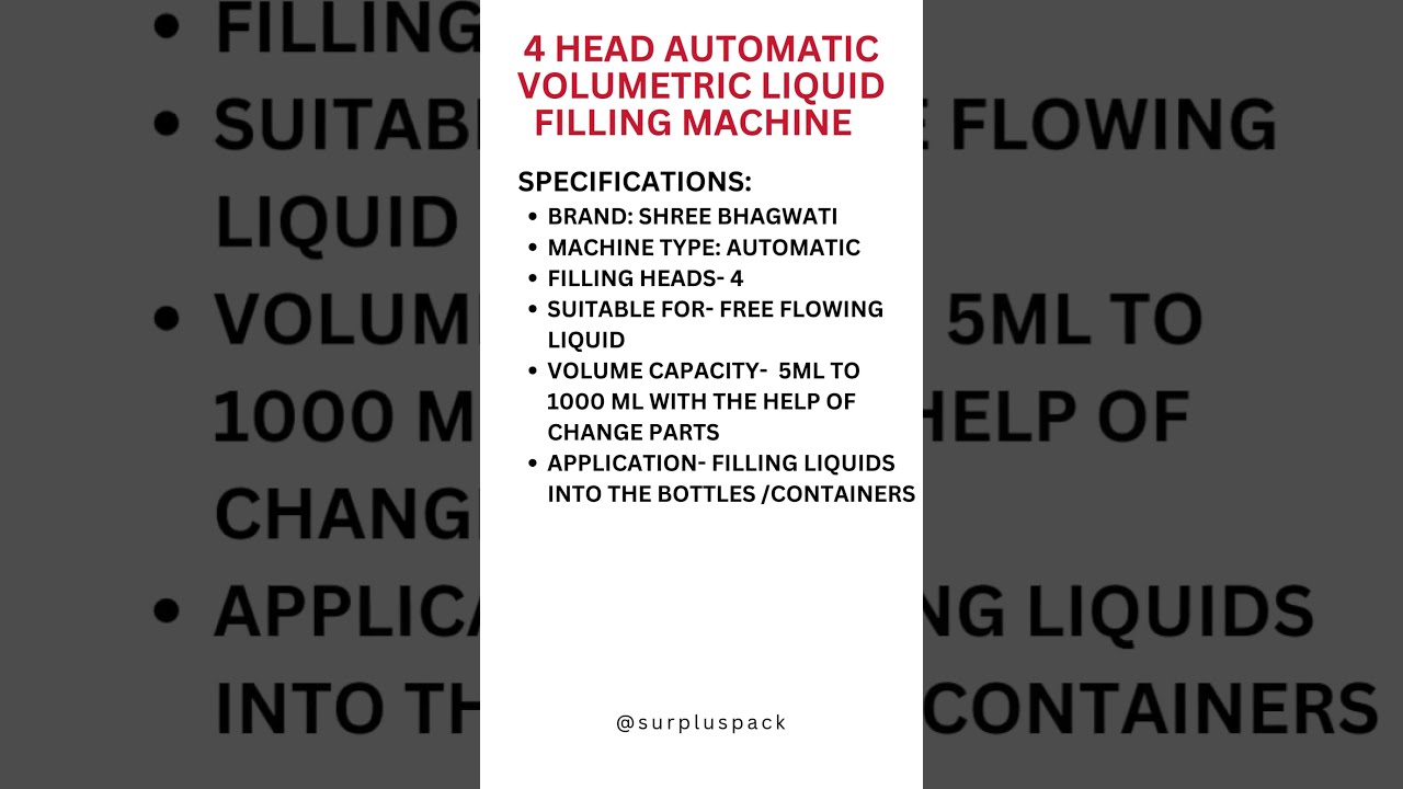 4 Head Automatic Volumetric Liquid Filling Machine 
