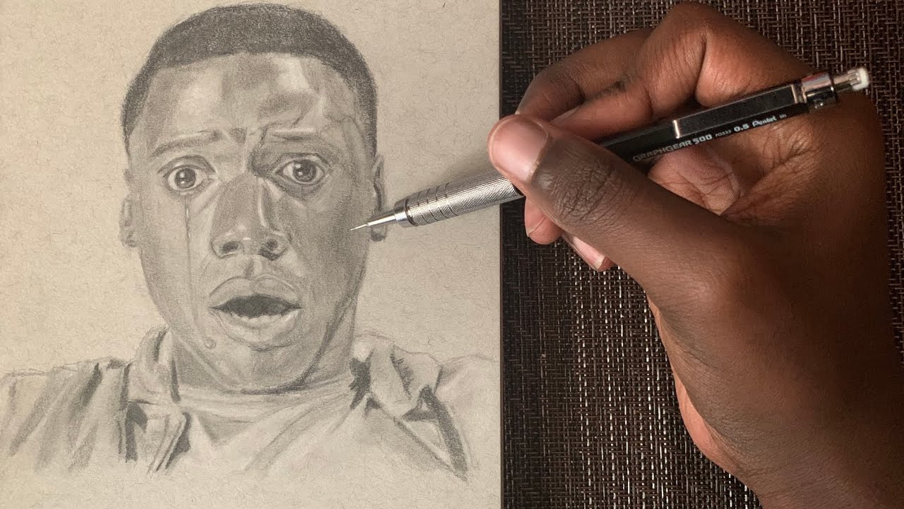 Drawing Chris in the sunken place | “GET OUT” | Time lapse | Strathmore toned gray paper