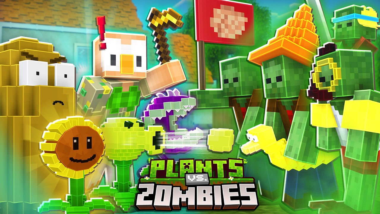 Minecraft'ta PLANTS vs. ZOMBİES Oynadım!