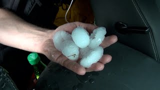 Supercell Thunderstorm with large Hail Hits The Amarillo Texas Area