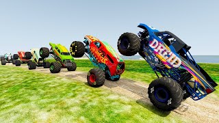 Best Monster Jam freestyle, Stunts and Crazy Crashes BeamNG drive