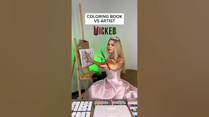 COLORING BOOK VS ARTIST🩷 WICKED💚 DID YOU FIND HIDDEN SEMBOL?🧹#wicked #art #drawing #elphaba