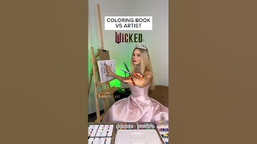 COLORING BOOK VS ARTIST🩷 WICKED💚 DID YOU FIND HIDDEN SEMBOL?🧹#wicked #art #drawing #elphaba