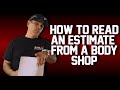 How to read an auto estimate from a body shop