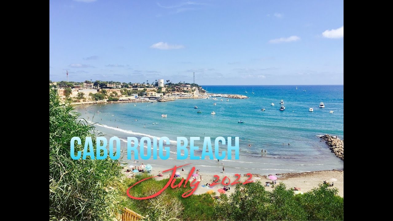Cabo Roig beach, walking tour  July 2022, 4k Cinematic