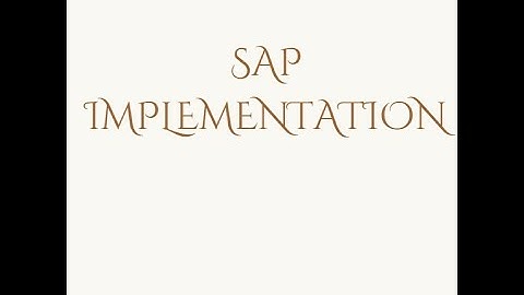 SAP Implementation Project - Session 1