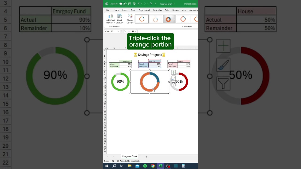 How to make progress charts in Excel excel 1080P