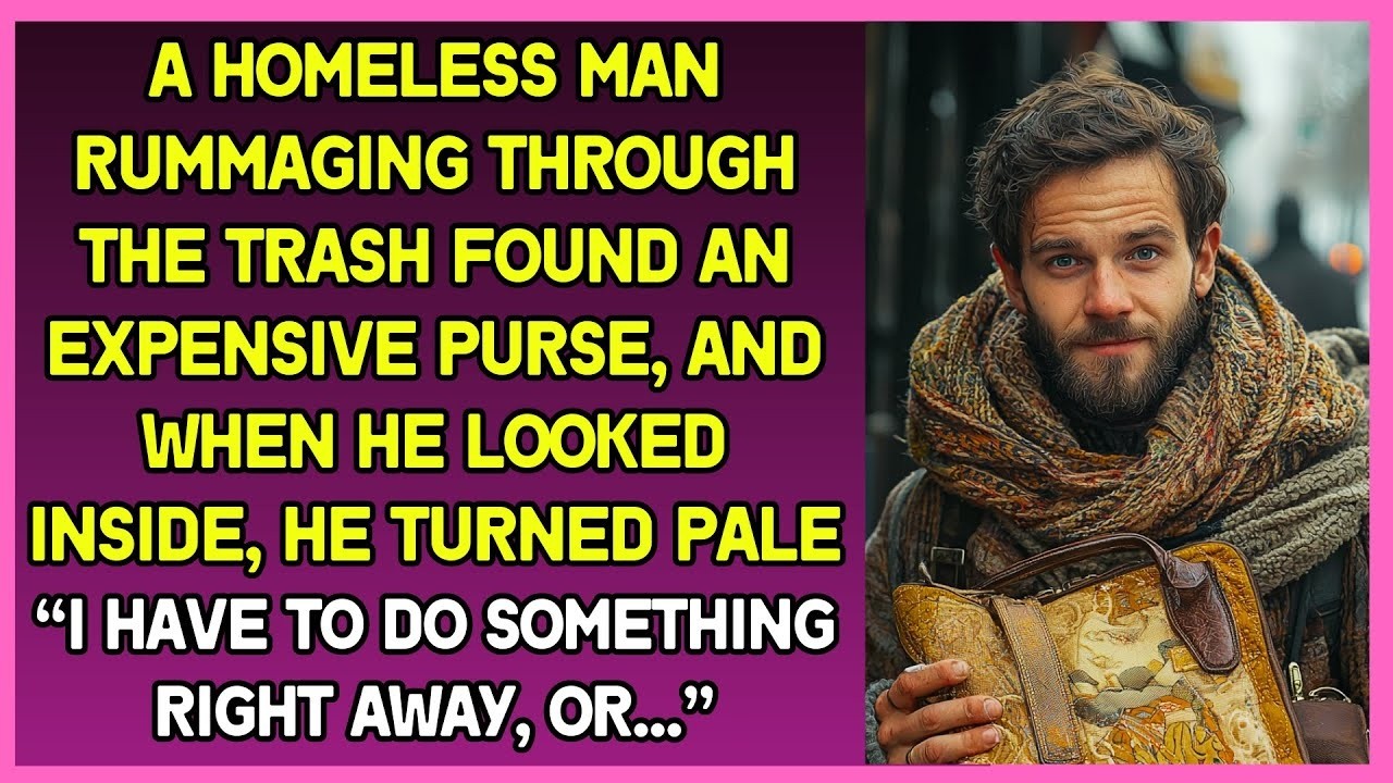 A homeless man rummaging through the trash found an expensive purse, & turned pale of its conten