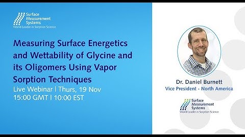 Webinar: Measuring surface energetics & wettability of glycine & its oligomers Dr. Daniel Burnett