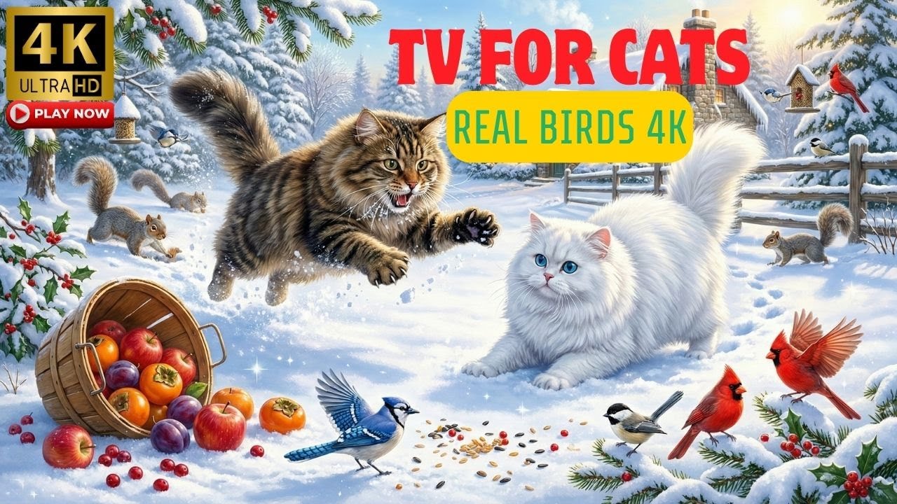 Cat TV • Dog TV 🐿️ Winter Forest Squirrel Surprise | Pet Entertainment 4K UHD