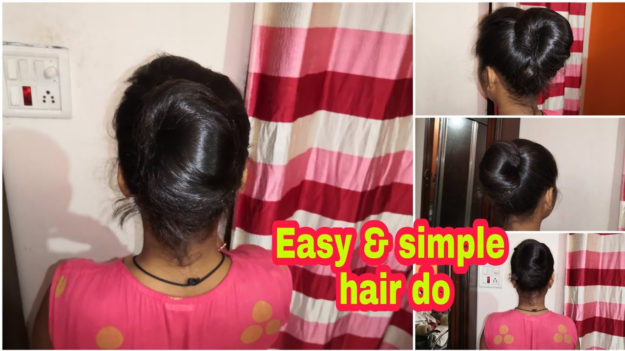 How to neatly comb, hair play on long hair and make hair bun 