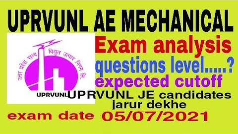 UPRVUNL AE MECHANICAL EXAM ANALYSIS || EXPECTED CUTOFF || UPRVUNL JE CANDIDATES JARUR DEKHE