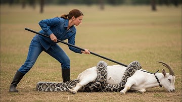 Heroic rescue team battle giant python to save a goat 🐐